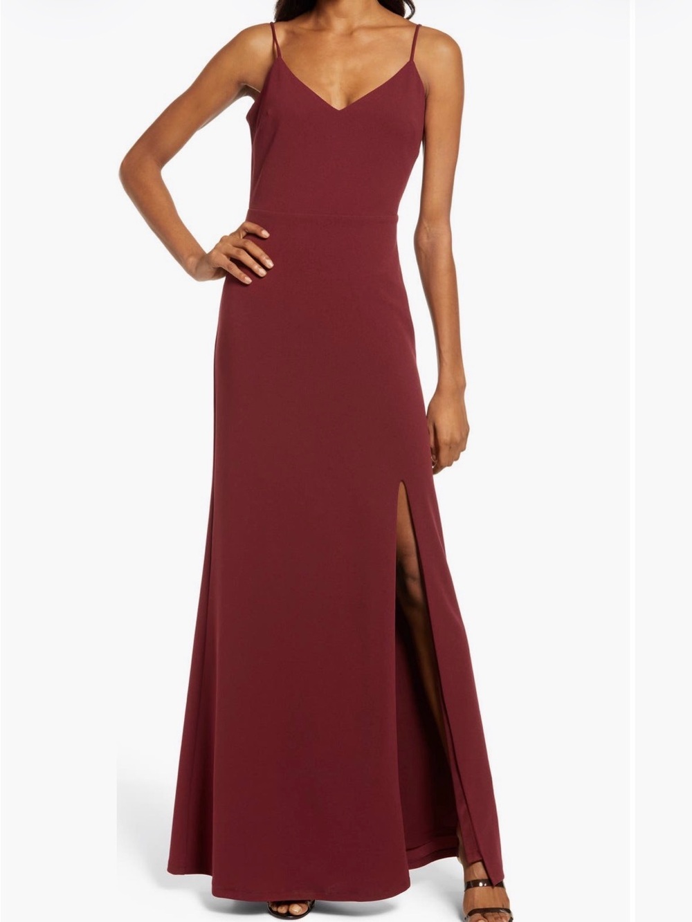 Wayf Burgundy Spaghetti-Strap Maxi Dress Nordstrom Wedding Guest Small
